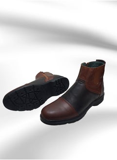 Meto Brown/Black Chelsea lace-up boots made of genuine leather and toe sole  - Image 2