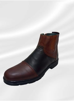 Meto Brown/Black Chelsea lace-up boots made of genuine leather and toe sole  - Image 3