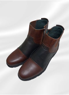 Meto Brown/Black Chelsea lace-up boots made of genuine leather and toe sole  - Image 4