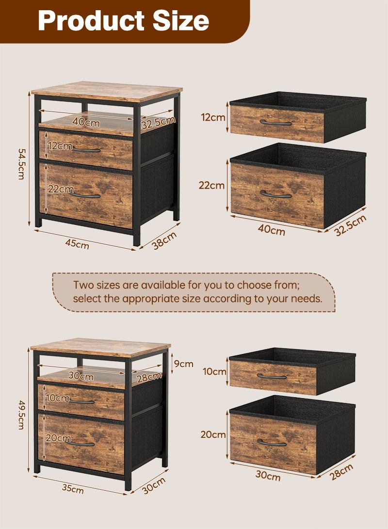 Lafulaifu طاولة سرير عصرية مع رف مفتوح، طاولة جانبية بنية اللون، طاولة متينة لغرفة المعيشة، طاولة سرير بغرفتي تخزين من القماش لغرفة النوم. - Image 2