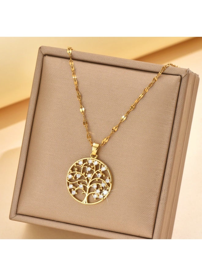 Life Tree Design Necklace Luxury Stylish Daily Wear Jewelry For Ladies & Layered Pendant Necklace, Multi-Layer Chain Choker, Gold/Silver Plated Fashion Jewelry for Women Bundle - Image 2