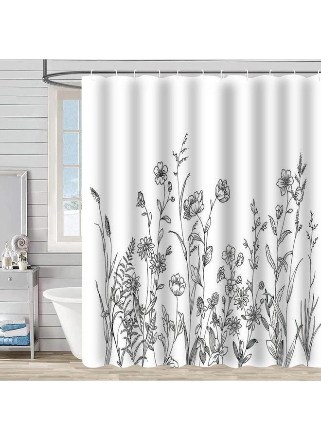 Bluejw Polyester Shower Curtain  Explosions Flowers And Plants Watercolor Bathroom Four-piece Dry And Wet Separation Isolation Waterproof Bath  - Image 1