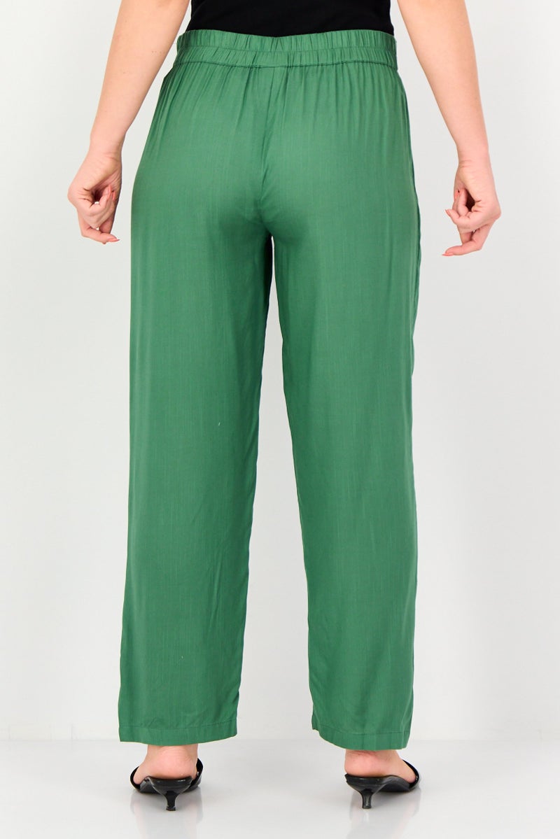 Only x Jdy Women Regular Fit Solid Straight Leg Pants, Green - Image 4