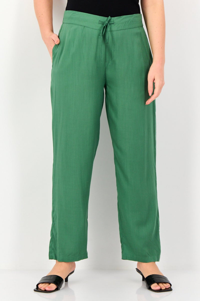 Only x Jdy Women Regular Fit Solid Straight Leg Pants, Green - Image 1