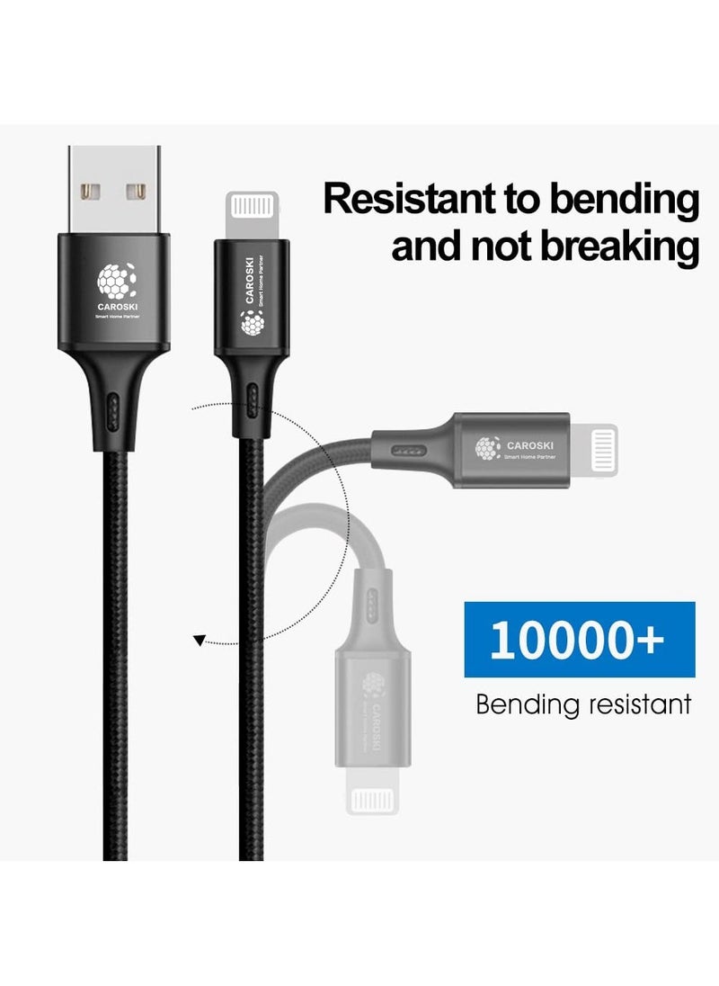 CAROSKI - CAROSKI iPhone Charger Cable Nylon braided Lightning Cable iPhone Cable USB A to Lightning Cable for iPhone 14/14 Pro/14 Plus/14 Pro Max - iPhone 13-8 – 1.2M - Image 1