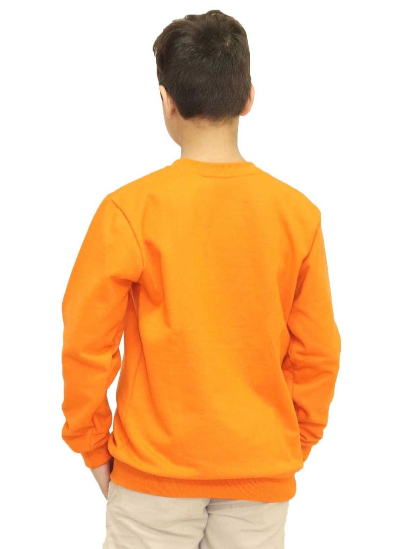 OneHand Basic Sweatshirt Melton Cotton For Kids - Orange - Image 3