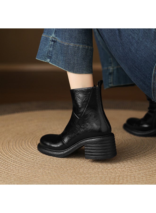 اي اتش  Ah Me Fashion أحذية كاحل كتلة للنساء أحذية جانبية حضرية عادية بسحاب أحذية كاحل مريحة للمشي للنساء - Image 5