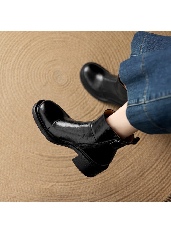 اي اتش  Ah Me Fashion أحذية كاحل كتلة للنساء أحذية جانبية حضرية عادية بسحاب أحذية كاحل مريحة للمشي للنساء - Image 2