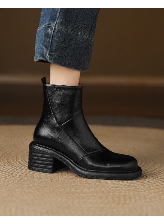اي اتش  Ah Me Fashion أحذية كاحل كتلة للنساء أحذية جانبية حضرية عادية بسحاب أحذية كاحل مريحة للمشي للنساء - Image 1