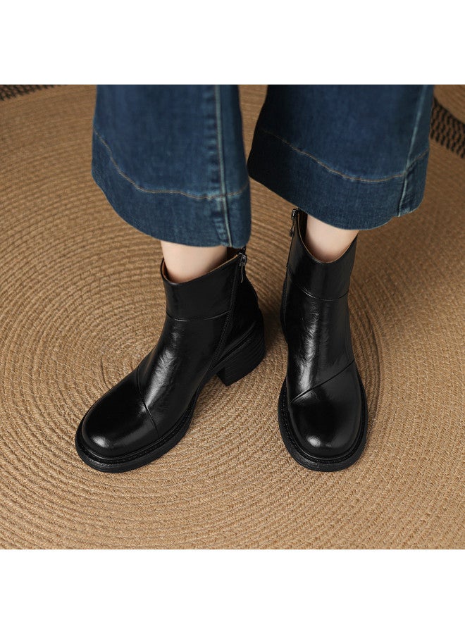اي اتش  Ah Me Fashion أحذية كاحل كتلة للنساء أحذية جانبية حضرية عادية بسحاب أحذية كاحل مريحة للمشي للنساء - Image 4