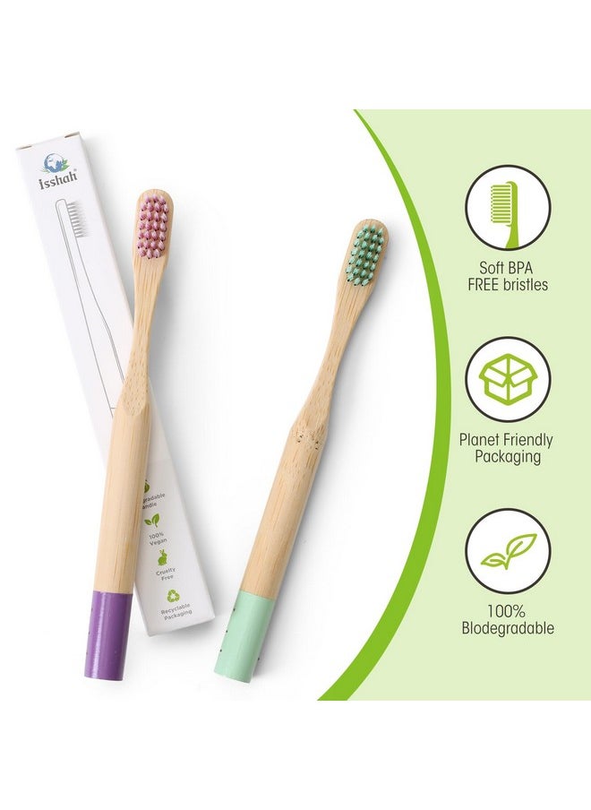 Isshah - Kids Bamboo Toothbrushes Biodegradable Handle Bpa Free Eco Friendly Children Size, Fsc Certified And Peta Approved, Pack Of 6 (Spiral Soft Nylon Bristles) - Image 1