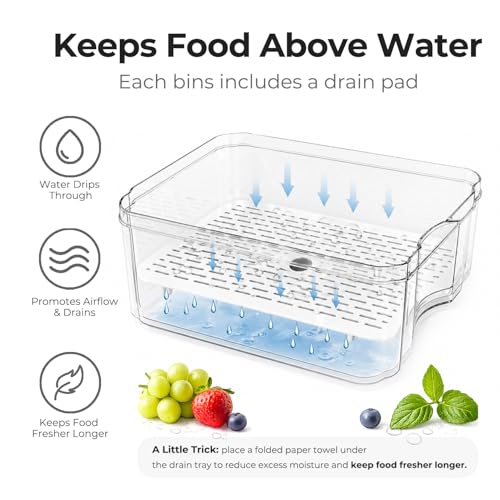 SMRCAD 6 Pack Refrigerator Organizers, Clear Pull-out Drawer Container and Organizer Bins with Lids, Stackable Storage Containers for Fruits, Vegetable (Set of 6 (Include Pull Out Drawer)) - Image 5