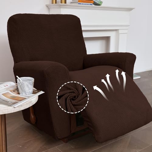 KEKUOU Recliner Chair Covers Lazy Boy Recliner Covers Stretch Couch Cover Slipcovers 1 Piece Furniture Protector with Elastic Bottom for Dog,Kids.(Recliner, Chocolate) - Image 2