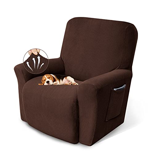 KEKUOU Recliner Chair Covers Lazy Boy Recliner Covers Stretch Couch Cover Slipcovers 1 Piece Furniture Protector with Elastic Bottom for Dog,Kids.(Recliner, Chocolate) - Image 1
