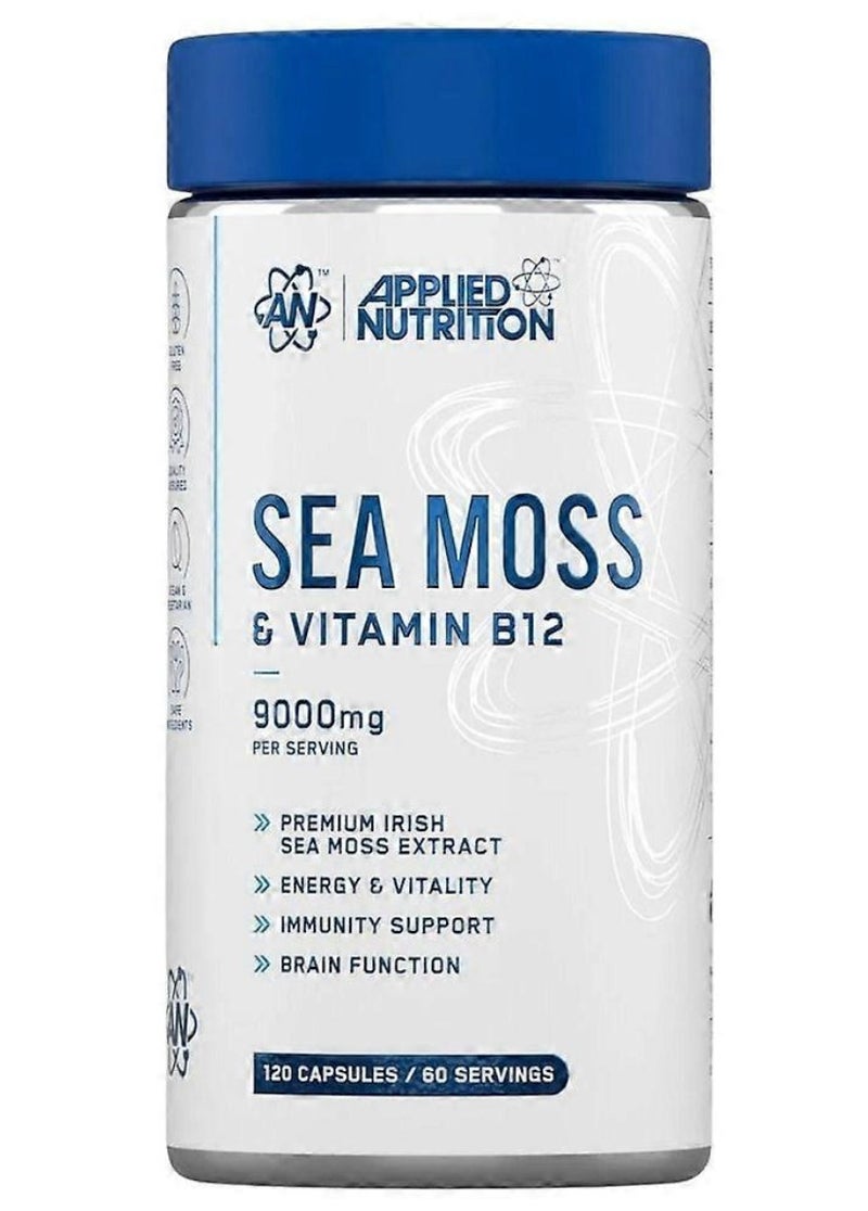 Sea Moss & Vitamin B12 Capsules 9000mg Per Serving | Premium Irish Sea Moss Extract | 120 Capsules | 60 Servings | Made in United Kingdom