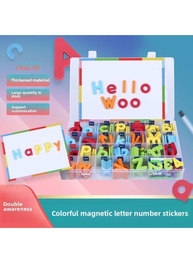 Children's Early Education 26 English Alphabet Magnetic Paste Primary School English Card Digital Blackboard Teaching Aids Pinyin Magnetic Paste-Color:1 Big Three Small +10 Number 7 Symbols (with 1 Drawing Board 1 Eraser 2 Pens) (excluding Cards And Cartoons)  - Image 1