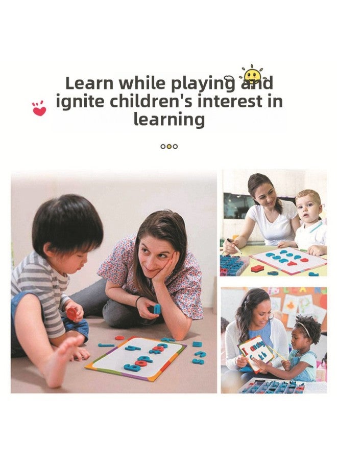 Children's Early Education 26 English Alphabet Magnetic Paste Primary School English Card Digital Blackboard Teaching Aids Pinyin Magnetic Paste-Color:1 Big Three Small +10 Number 7 Symbols (with 1 Drawing Board 1 Eraser 2 Pens) (excluding Cards And Cartoons)  - Image 4