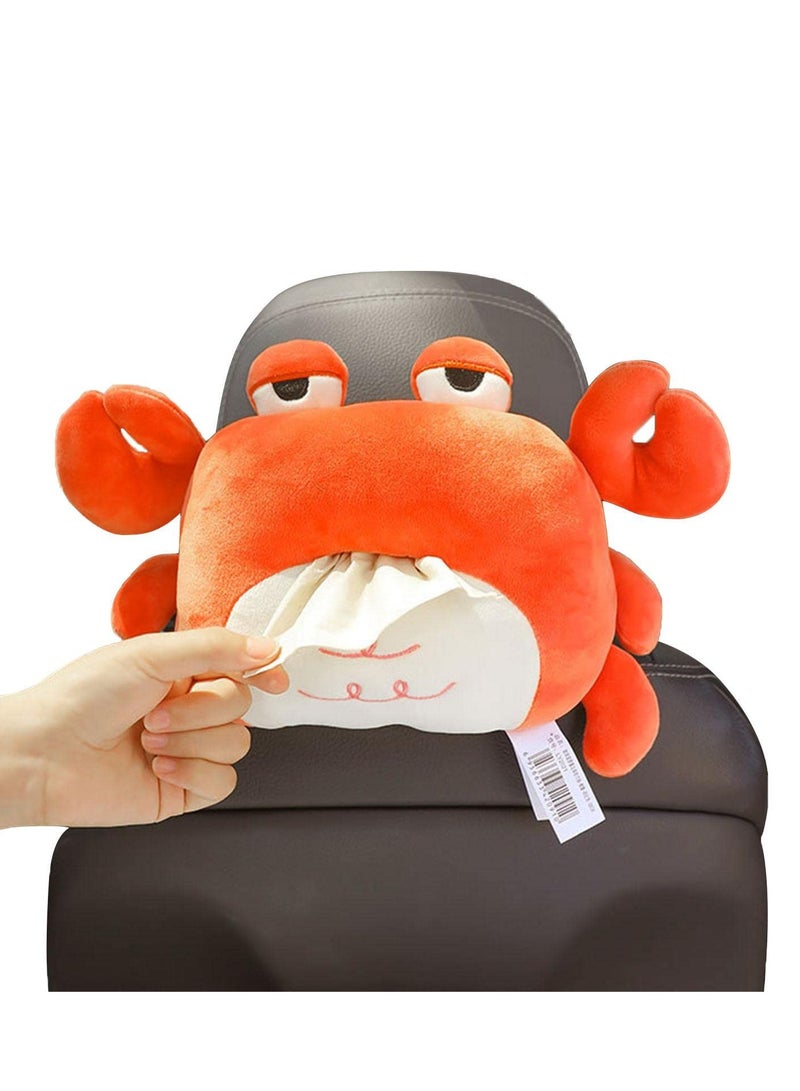 SYOSI Crab Tissue Box Cute Soft Plush Animal Napkin Holder Cartoon Animal Tissue Box Cover Creative Tissue Box Paper Holder | Car Seatback Tissue Dispenser for Home Car Portable and Stylish  - Image 1
