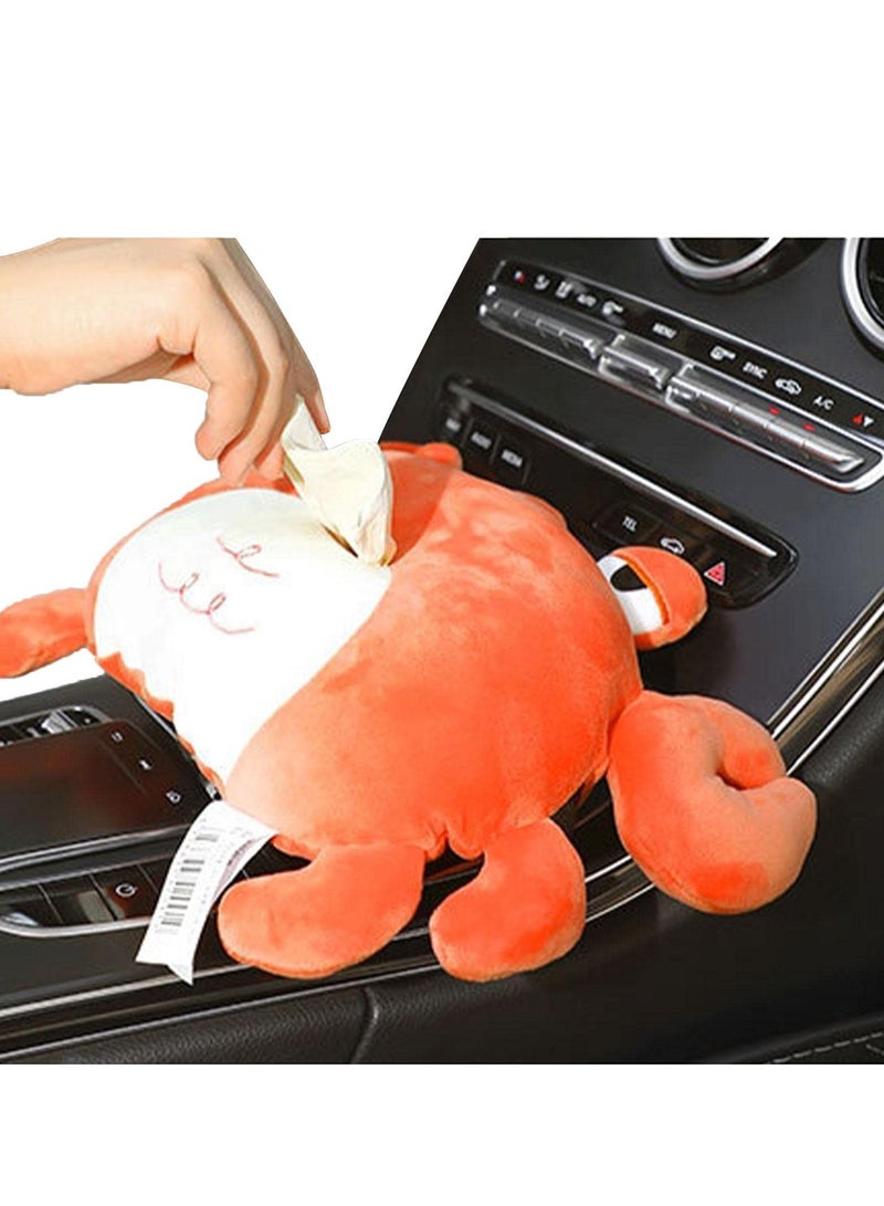 SYOSI Crab Tissue Box Cute Soft Plush Animal Napkin Holder Cartoon Animal Tissue Box Cover Creative Tissue Box Paper Holder | Car Seatback Tissue Dispenser for Home Car Portable and Stylish  - Image 2