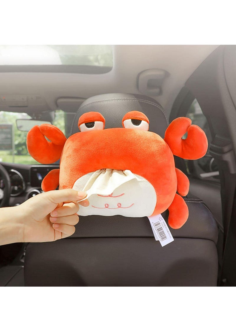 SYOSI Crab Tissue Box Cute Soft Plush Animal Napkin Holder Cartoon Animal Tissue Box Cover Creative Tissue Box Paper Holder | Car Seatback Tissue Dispenser for Home Car Portable and Stylish  - Image 3