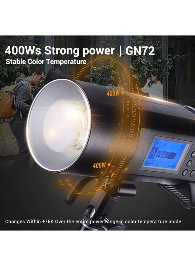 Godox AD400 Pro AD400Pro 400ws GN72 TTL Battery-Powered Monolight, 1/8000 HSS Outdoor Flash Strobe Light, Built-in Godox 2.4G System, 390 Full Power Pops, 0.01-1s Recycle Time, 30w LED Modeling Lamp - Image 2