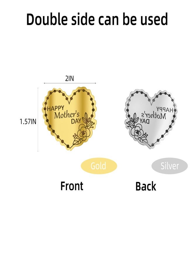 EDUEE Happy Mothers Day Cupcake Toppers Acrylic 24pcs Gold Heart Cake Toppers Engraved Topper Happy Mother's Day Birthday Party Decorations - Image 2