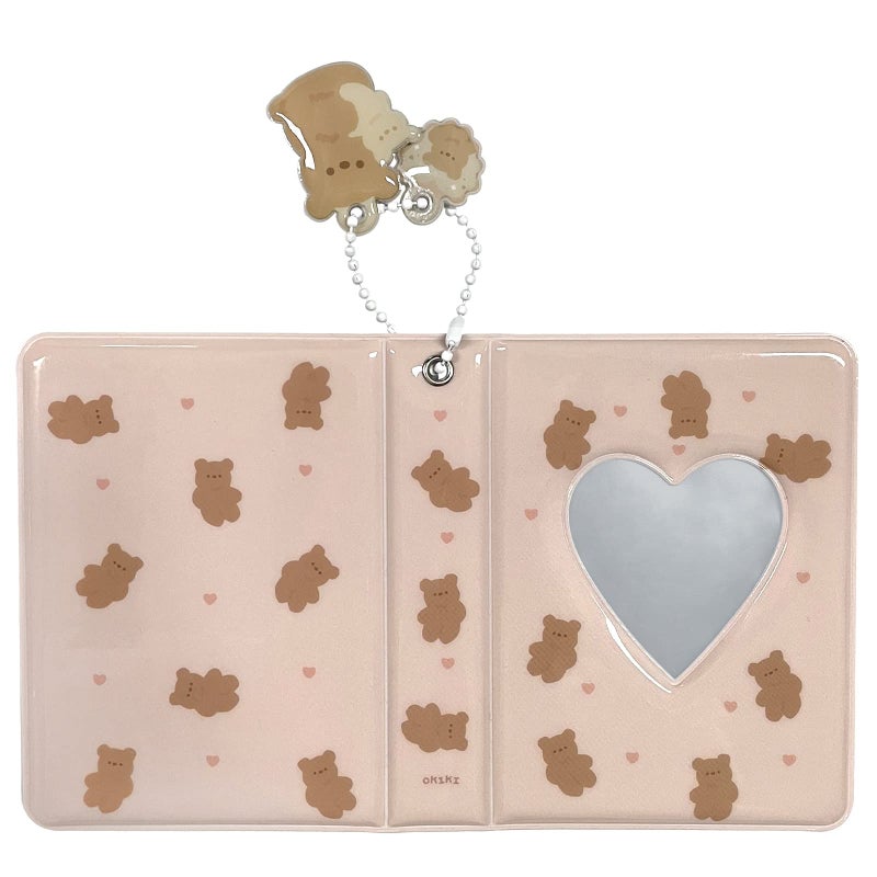 YAHUIPEIUS 3 Inch Mini Photo Album, Heart Hollow Card Binder Photo Card Holder with Pendant 40 Pockets (purple plaid) - Image 3
