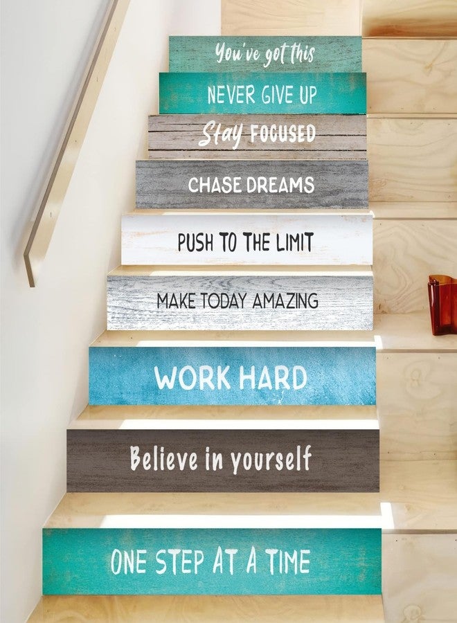 WALPLUS Peel and Stick Stair Riser Decals - 15 Strips 39" x 7.1" Motivational Quotes Stickers - Easy Installation Covers Wallpaper for Home Decor - Image 1