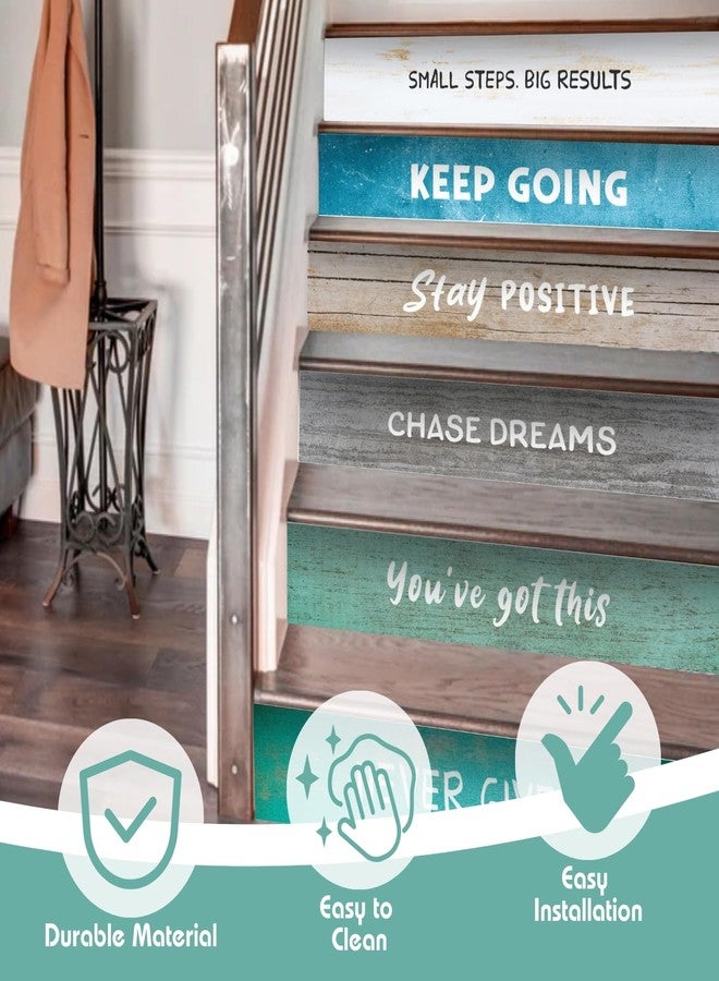 WALPLUS Peel and Stick Stair Riser Decals - 15 Strips 39" x 7.1" Motivational Quotes Stickers - Easy Installation Covers Wallpaper for Home Decor - Image 4