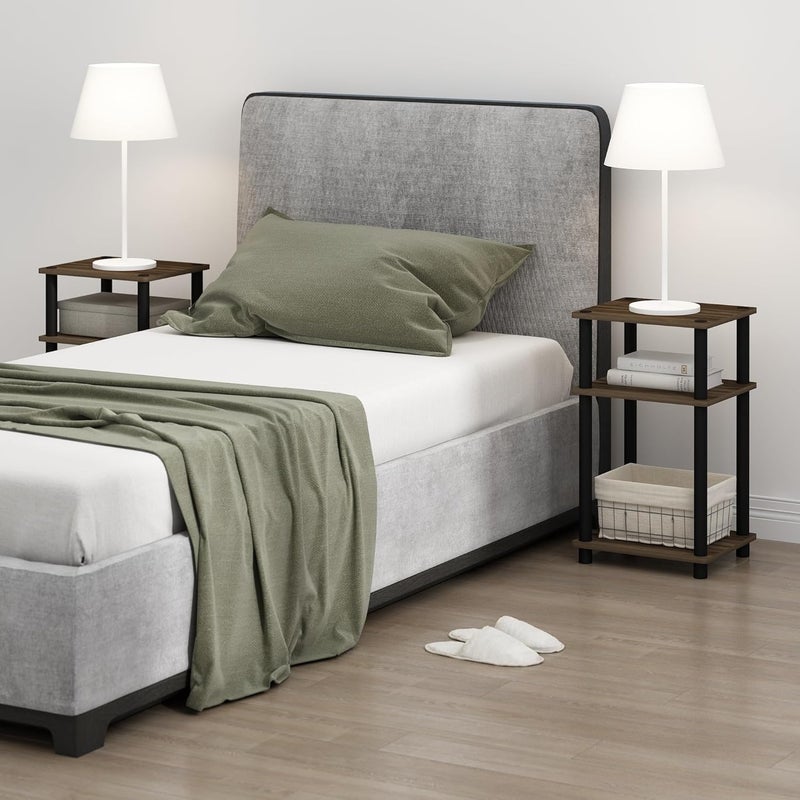 Furinno Just 3-Tier Turn-N-Tube End Table/Side Table/Night Stand/Bedside Table with Plastic Poles, 1-Pack, Columbia Walnut/Black - Image 5