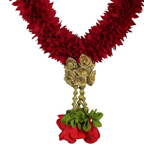 Daedal crafters Bridal Artificial Maroon Garland Wedding Varmala for Bride & Groom, Decorative Mala for God Idols & Photo Frames Handmade Garland Inspired by Natural Design - Image 5