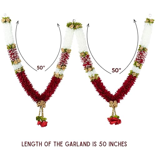 Daedal crafters Bridal Artificial Maroon Garland Wedding Varmala for Bride & Groom, Decorative Mala for God Idols & Photo Frames Handmade Garland Inspired by Natural Design - Image 4