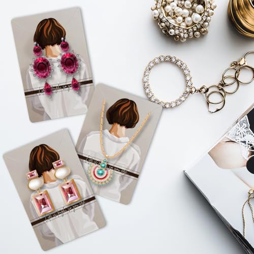 Festiko® Decorative Animated Jewellery Cards (Design 2, Pack of 200 Pcs), Jewellery Tags for Earring & Necklace, Rectangle Display Cards For Ornaments - Image 5