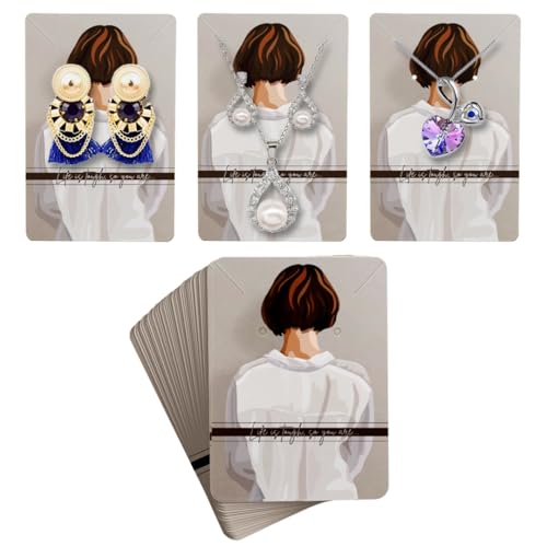 Festiko® Decorative Animated Jewellery Cards (Design 2, Pack of 200 Pcs), Jewellery Tags for Earring & Necklace, Rectangle Display Cards For Ornaments - Image 1