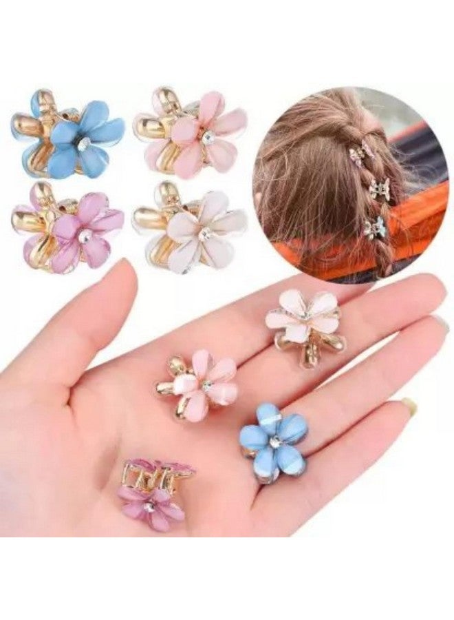 DN Creation Set of 4 Resin Pearl Mini Metal Flower Design Hair Claw Clip Clutcher Barrettes for Women and Girls - Image 3