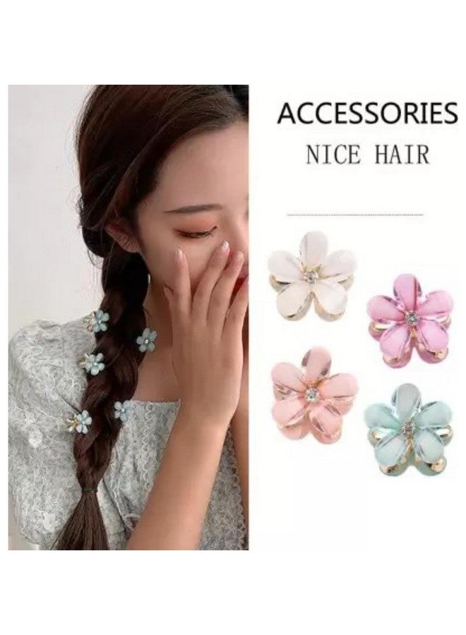DN Creation Set of 4 Resin Pearl Mini Metal Flower Design Hair Claw Clip Clutcher Barrettes for Women and Girls - Image 5