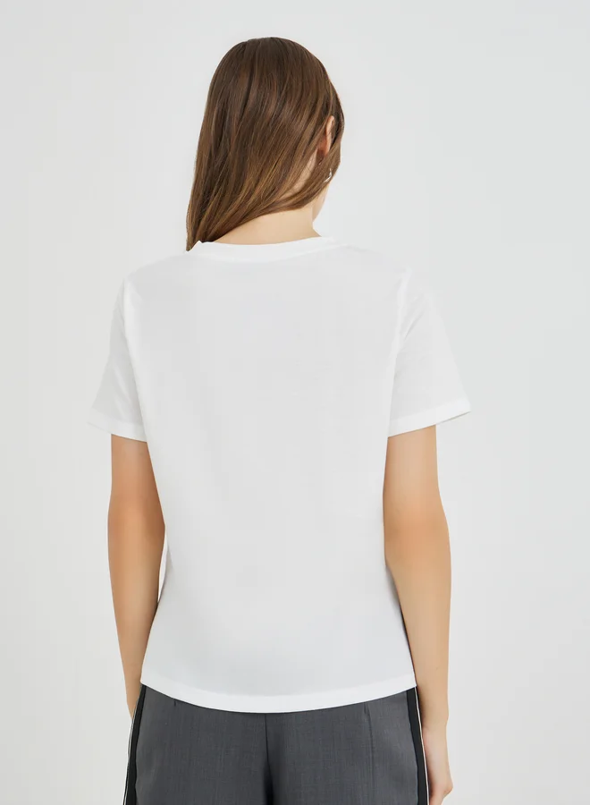 Take Two Take Two Slogan Print Round Neck Regular Fit T-Shirt