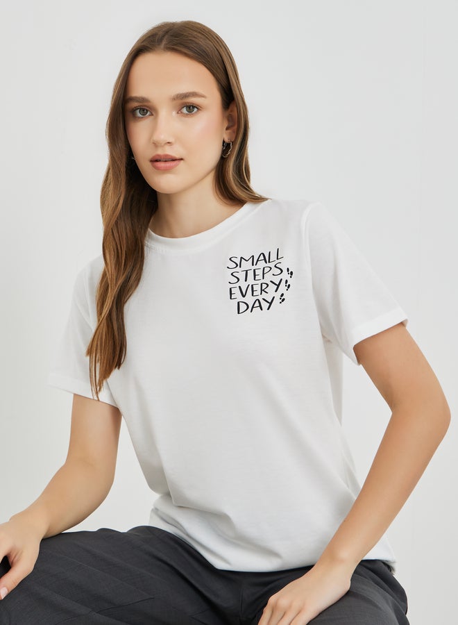 Take Two Slogan Print Round Neck Regular Fit T-Shirt - Image 1