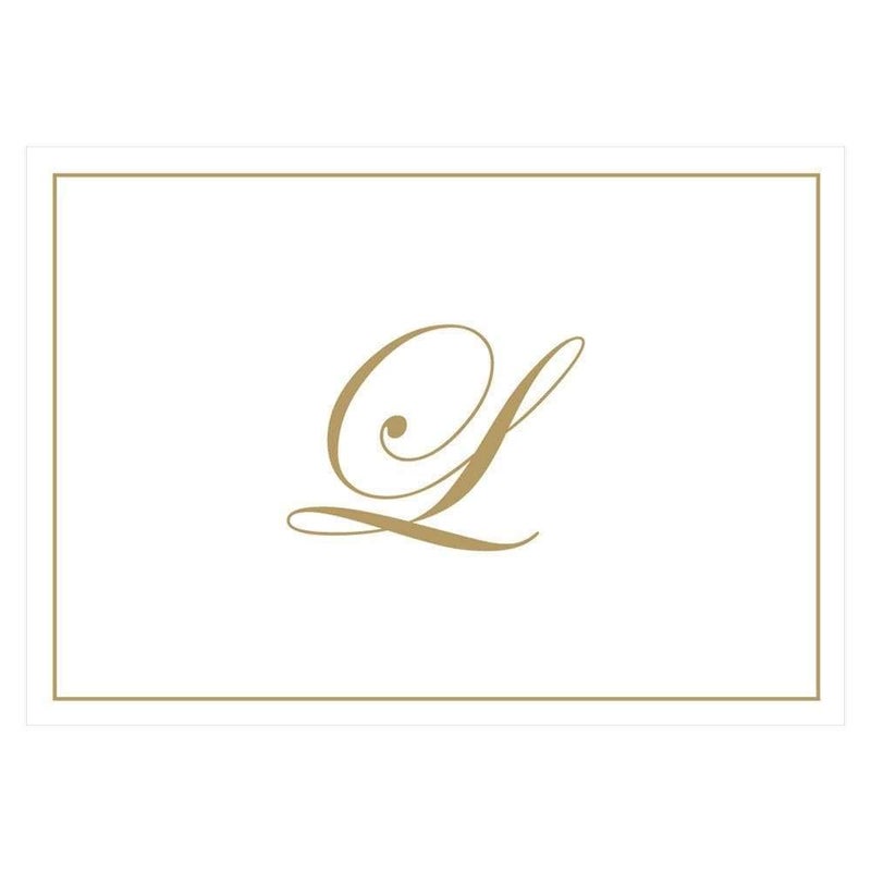 Caspari Gold Embossed Initials Boxed Note Cards in Letter L, 8 Cards & Envelopes