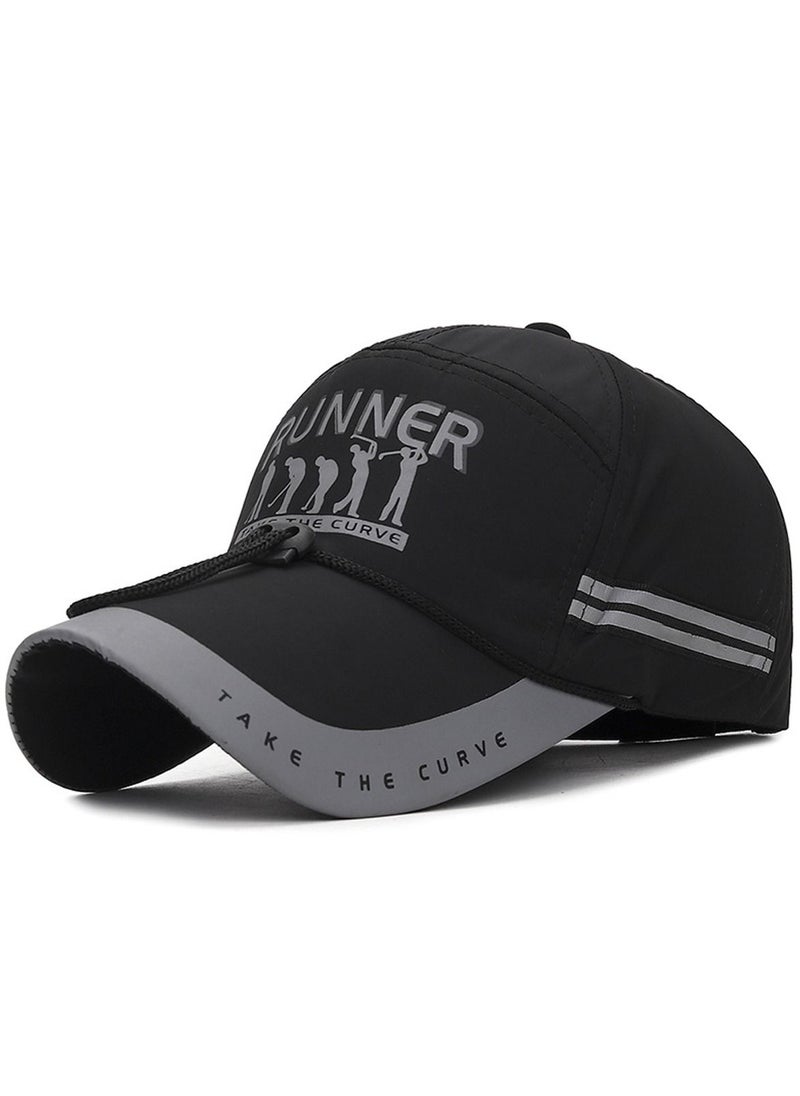NIBEMINENT Men's Baseball Cap Spring Autumn Casual Adjustable Quick-drying Breathable Anti-UV Youth Hat Suitable for Outdoor Sports and Mountain Climbing Black  - Image 1