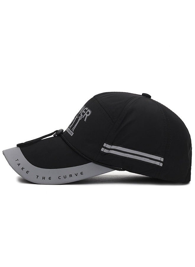 NIBEMINENT Men's Baseball Cap Spring Autumn Casual Adjustable Quick-drying Breathable Anti-UV Youth Hat Suitable for Outdoor Sports and Mountain Climbing Black  - Image 2