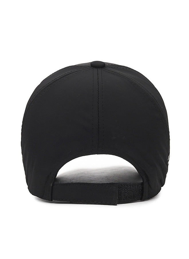 NIBEMINENT Men's Baseball Cap Spring Autumn Casual Adjustable Quick-drying Breathable Anti-UV Youth Hat Suitable for Outdoor Sports and Mountain Climbing Black  - Image 4