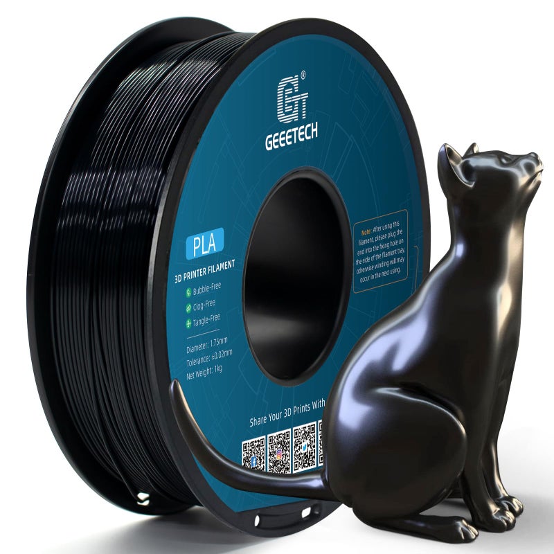 Geeetech Silk PLA Filament 175mm for 3D Printer MetalLike Shiny 3D Filament 1kg 22lbs 1 Spool Dimensional Accuracy 002 mm Silk Black