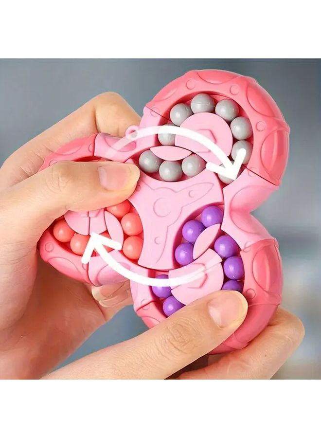 3 In 1 Bean Puzzle Toy For Kids Pink Color With Finger Rotation Six Sided Rolling Colorful Beads Educational Play Durable ABS Material Birthday Halloween Easter Christmas Thanksgiving Gift - Image 5