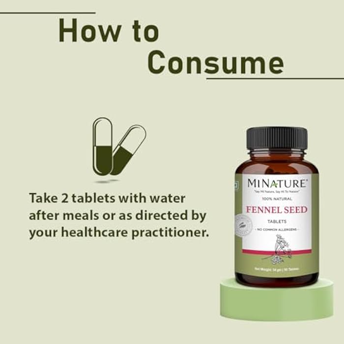 minature Fennel Seed Tablets by mi Nature | 90 Tablets, 1000 mg | 45 Days Supply | Foeniculum vulgare| - Image 5