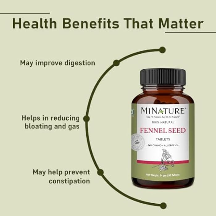 minature Fennel Seed Tablets by mi Nature | 90 Tablets, 1000 mg | 45 Days Supply | Foeniculum vulgare| - Image 4