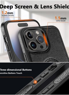 ESCASE Luxury Retro Leather Mobile Phone Case For iphone14 Pro Max Anti Scratch Wear Resistant Mobile Phone Protective Case Black  - Image 3