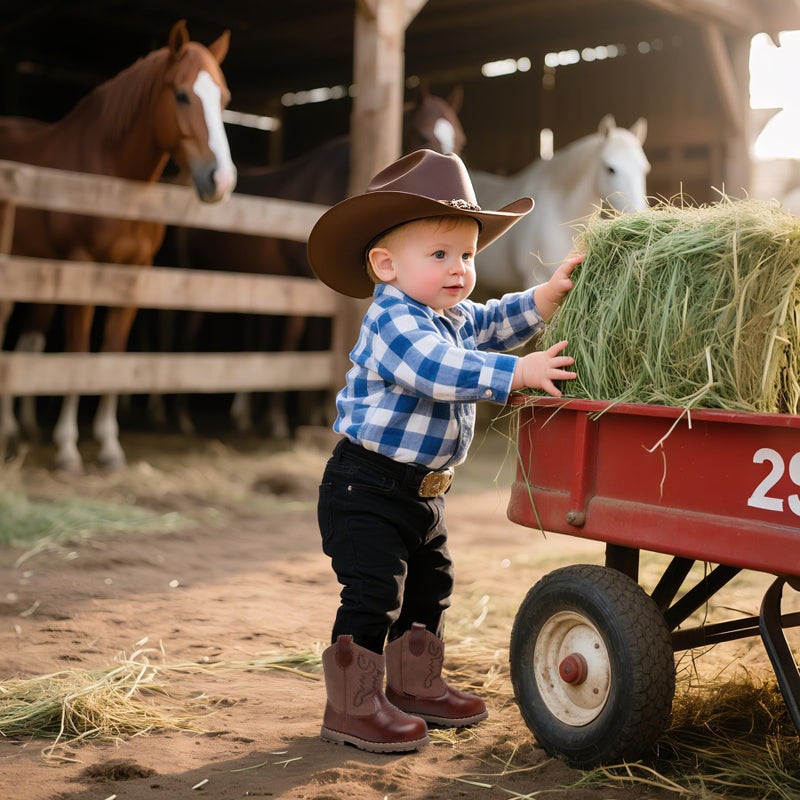 Apakowa Baby & Toddler Cowboy Boots for Boys Girls Infant Baby Cowboy Cowgirl Western Boots Round Toe All Seasons 6-36 Months (Infant/Toddler) - Image 2