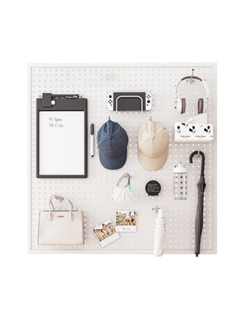 Sharpdo Pegboard Wall Organizer, Wall Mount Display Peg Boards Panels Kits, Large Heavy Duty Metal Peg Board for Bedroom Kitchen Garage Laundry Bathroom(White,100x100cm) - Image 1