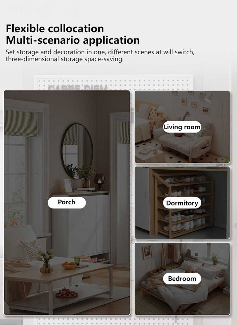 Sharpdo Pegboard Wall Organizer, Wall Mount Display Peg Boards Panels Kits, Large Heavy Duty Metal Peg Board for Bedroom Kitchen Garage Laundry Bathroom(White,100x100cm) - Image 2